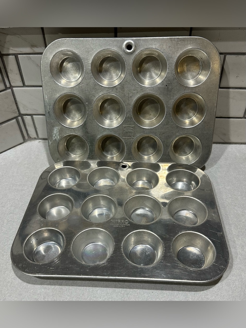 Mirro USA Mini Muffin Tin Pan Aluminum  12 Mini  Muffins 3pcs set
